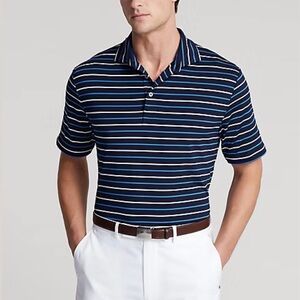 NWT RLX Ralph Lauren Classic Fit SS Performance Polo Shirt Striped Men’s Medium